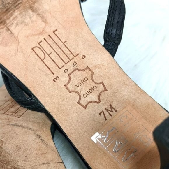 Pelle Moda Black Leather Beaded Kitten Heel Slides 7 y2k Club Special Occasion - Picture 8 of 8